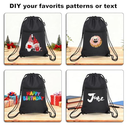 HOLYLUCK Drawstring Bags Backpack Sackpack Cinch Bags for Sports, Gym, Travel, Beach (Black) - color: Black