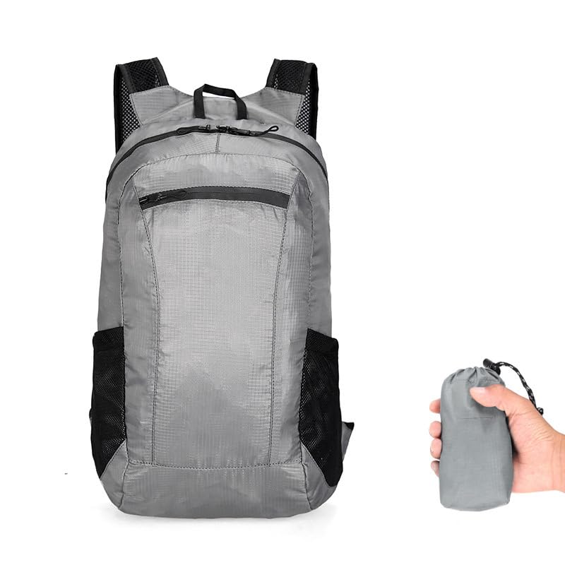 Foldable Daypack, Small Backpack, Hiking Backpack Daypack, Lightweight Waterproof Travel Packable Rucksack for Men and Women - color: Grey