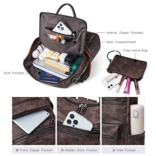 Shrrie Backpack Purse for Women Leather Backpack Fashion Designer Travel Backpack Convertible Shoulder Bag - color: 1-5-nubuck Coffee