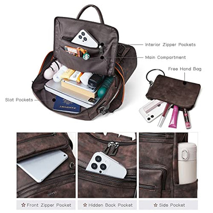 Shrrie Backpack Purse for Women Leather Backpack Fashion Designer Travel Backpack Convertible Shoulder Bag - color: 1-5-nubuck Coffee