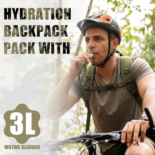 4 Pack Tactical Hydration Backpack with 3L Water Bladder Military Daypack Water Backpack Lightweight Hydration Back Pack for Running Cycling Climbing Hiking for Men Women - style: Green and Black