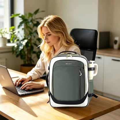 KROSER Laptop Backpack Large Computer Backpack Fits up to 17 Inch Laptop Water-Repellent 40L Travel Backpack Casual Daypack for Business/College/Women/Men-Beige/Army Green/Black - color: Beige/Army Green/Black