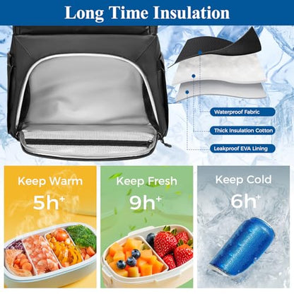MATEIN Lunch Backpack for Men, Waterproof Meal Prep Work Backpack with Lunch Compartment, Large TSA 17 Inch Laptop Back Pack Lunchbox with Chest Strap, Insulated Cooler Work Bag for Office Commute