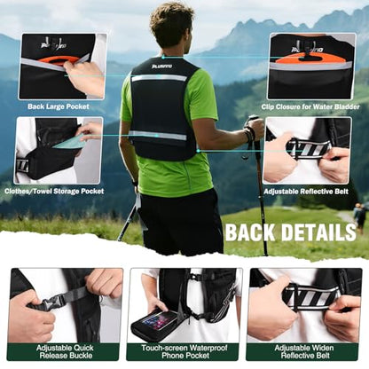 Running Vest for Women Men, Running Hydration Vest with 500ml Soft Flask & Touch-Screen Phone Pocket, Reflective Lightweight Hydration Backpack for Hiking with Adjustable Chest Waist Straps - size: X-Small-Small (Chest 25"-33")
