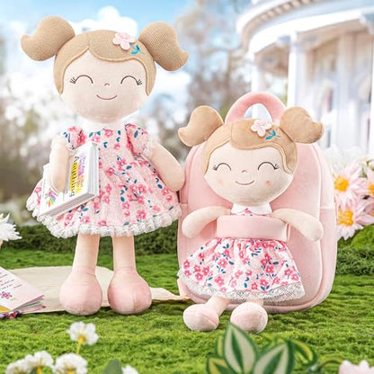 Gloveleya Toddler Backpack Baby Girl Gift Plush Bag Diaper Bag Plush Printed Sakura Backpack - color: A012 Printed Sakura Backpack, size: 9 inches