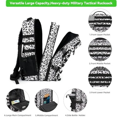 Military Tactical Backpack 55L for Men & Women Bug Out Bag Assault pack Molle Daypack Hiking Trekking Rucksack (Leopard print color) - color: Leopard Print Color