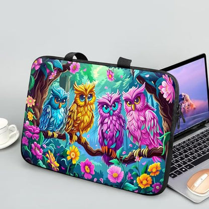 14 15 15.4 15.6 inch Laptop Handle Bag Computer Bag, Pouch Holder Notebook Sleeve Cover Soft Case Compatible for Dell,Lenovo,Toshiba HP, Asus Notebook-Four Owls - color: Four owls