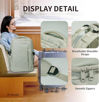 Travel Backpack for Women Men Carry on Backpack, Airline Approved Large Travel Bag Flight Approved Personal item, 15.6 Inch Laptop Backpack Casual Daypack for Weekender Business Hiking-GREY - color: Grey