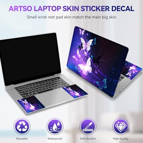 ArtSo Laptop Skin Sticker Decal, 17 17.3inch Laptop Netbook PC Notebook Universal Vinyl Reusable Skin Sticker Cover Personalized Art Case Protector, Blue Purple Butterfly - color: Blue Purple Butterfly