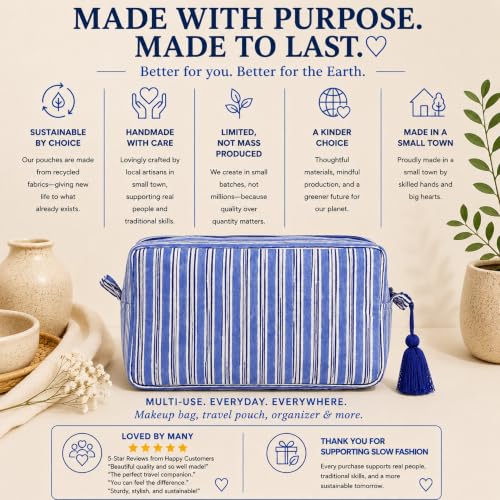 Huar Travel Makeup Bag- Large Capacity Cosmetic Bags for Women - color: Blue