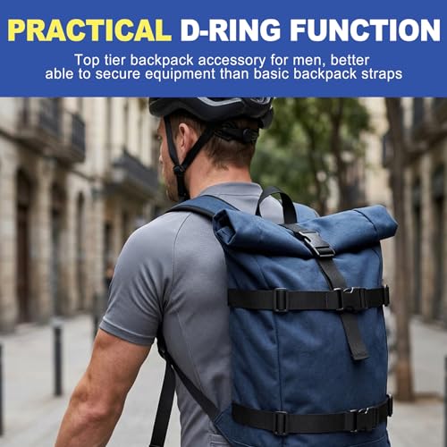Adjustable Backpack Chest Strap Add On, Universal Sternum Straps for Backpacks with Quick Release Buckle & D-Ring Clip Durable Replacement Harness Extender for Hiking Camping Travel & School