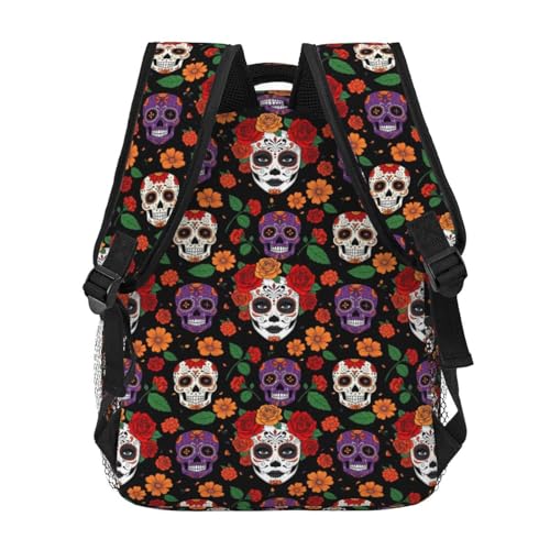 Work Laptop Backpack Day Of Dead Halloween Sugar Skulls Roses, Water Resistant Commuter Bag with Inner Pocket for Office, Business Travel and Daily Commute - color: Pattern (7)