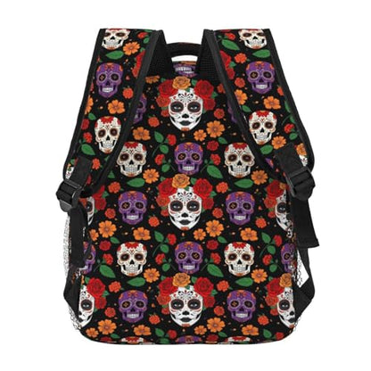 Work Laptop Backpack Day Of Dead Halloween Sugar Skulls Roses, Water Resistant Commuter Bag with Inner Pocket for Office, Business Travel and Daily Commute - color: Pattern (7)
