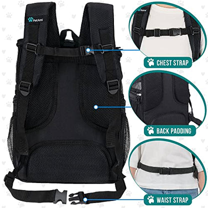 PetAmi Dog Backpack Carrier, Airline Approved 4-Way Entry Cat Backpack Carrier, Ventilated Mesh, Collapsible Pet Carrier for Small Puppy, Kitten, Hiking, Travel Car, Vet, up to 18 lbs, Black - color: Black