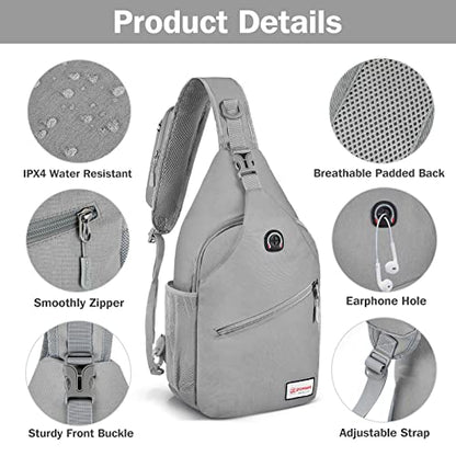 ZOMAKE Sling Bag,Small Crossbody Sling Backpack,Water Resistant Shoulder Daypack for Travel,Anti Thief Chest Bag for Hiking(Grey(New)) - color: Grey(new)