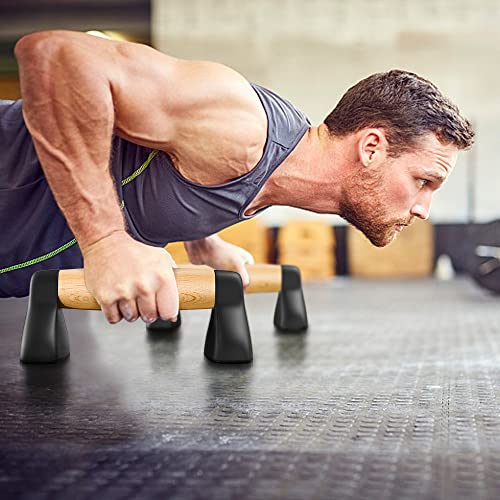 Push Up Bars, Wooden Push Up Handles for Floor, Sturdy Pushup Stands for Men & Women Home Gym Strength Training Equipment Fitness, Wood Pushup Bar Handle Grip, 2 Pack