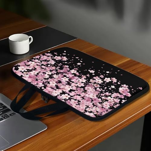 Mumeson Pink Cherry Blossom Laptop Bag 10-17Inch Laptop Sleeve Case for Most Laptops with Handle Briefcase Carrying Computer Bag with Large Capacity Pocket - color: Pink Cherry Blossom, size: 10 Inch