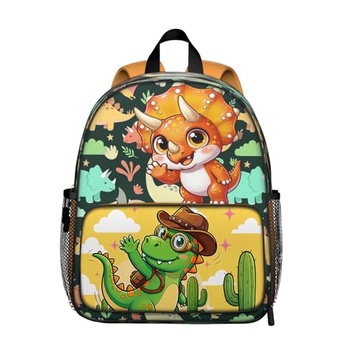 Toddler Backpack for Kids 4-6 – Cute Dinosaur Greeting Kids Backpack, Adorable Preschool Kindergarten Daycare Bag with Padded Straps & Chest Clip, Small Backpack for Kids Travel & Gift - color: Cute Dinosaur