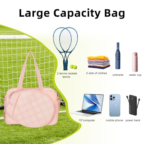 YEEGO DIRECT Tennis Bags for Women, Tennis Backpack Pickleball Racket Bags,Water-Resistant Sling Tote Padel Bag for Pickleball Tennis Badminton, Cute Gifts for Women Girl, Duffle Bag Gym Travel - color: PINK