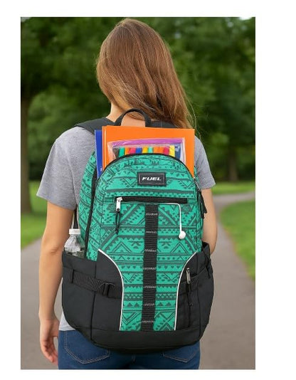 FUEL Hiking Laptop Backpack, College Bookbag, Travel Daypack with 5 Compartments, Dynamo Tech Pocket, 18.5 Inches - color: Festive Aztec