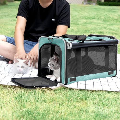 GAPZER Small Dog Carrier for Puppy Yorkshire Softshell Car Transport Chihuahua Carry Cage 18-inch Collapsible Doggie Vet Visit Crate Easy Load Roomy Pet Carrier Bag Kennel Dog Essentials Teal - color: Turquoise