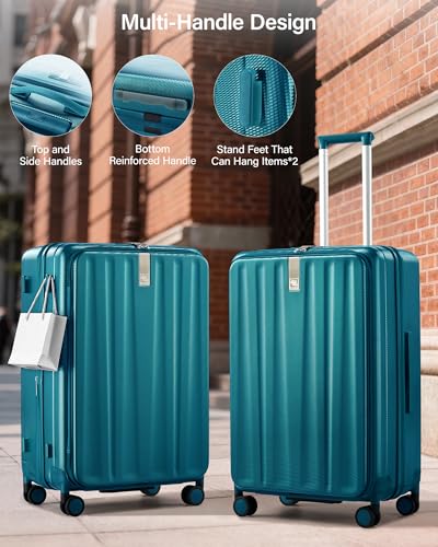 Hanke 26 Inch Expandable Luggage Top Opening Checked Bag Luggage Hard Shell Suitcases with Wheels Lightweight Travel Luggage Heavy Duty Luggage Suitcase with Lock for Woman Men-Caribbean Blue - color: Caribbean Blue, size: 26 Inch Expandable