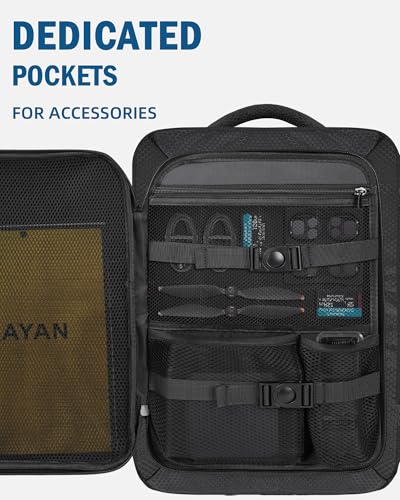 PEKREWS Mavic 4 Pro Case, Expandable Carry On Bag for DJI Mavic 4 Pro, RC Pro 2, RC 2, Large Capacity Drone Backpack Fits 17.3 Inch Laptop, Travel Drone Carrying Case for DJI Fly More Creator Combo