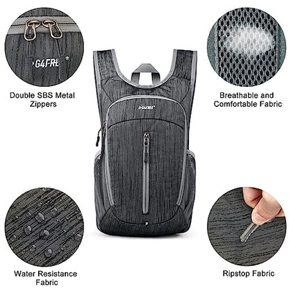 G4Free 10L Hiking Backpack Small Travel Hiking Daypack Lightweight Packable Backpack Casual Foldable Shoulder Bag - color: Black