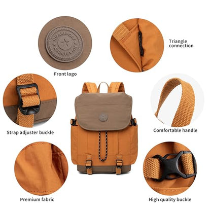 HUARIPOLY Outdoor Backpack Lightweight Waterproof Leisure Day Bag Multi functional Travel Bag Pulling Rope Bag ﻿ - color: Orange