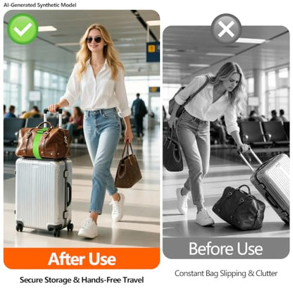 Adjustable Luggage Connector Straps for Suitcases, Add a Bag Elastic Belt - color: Green