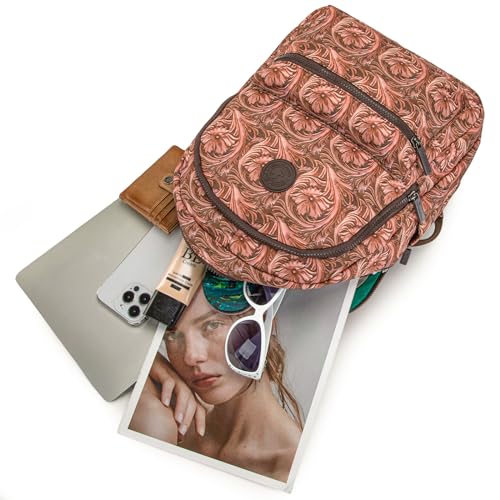 Montana West Western Backpack Purse for Women Lightweight Rucksack Casual Daypack for Laptop Travel College - color: *Floral Brown