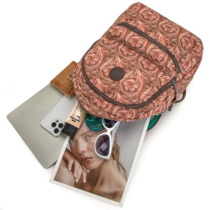 Montana West Western Backpack Purse for Women Lightweight Rucksack Casual Daypack for Laptop Travel College - color: *Floral Brown
