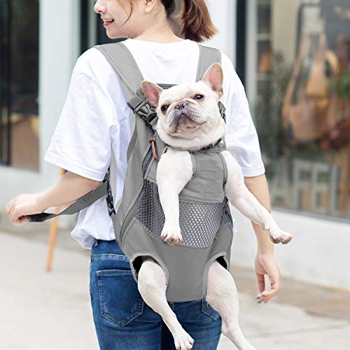 Lifeunion Legs Out Dog Carrier Backpack Hands-Free Adjustable Pet Travel Carrier for Small Medium Dogs Cats Motorcycle Hiking Walking (Grey) - color: Grey