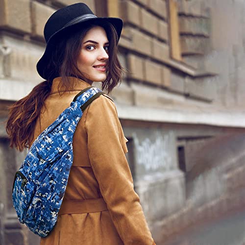 Nupouch Rucksack Pickleball Bag, Anti-Theft Crossbody Sling, USB Charging Connector Port, Backpack, Blue Camo - color: Blue Camo