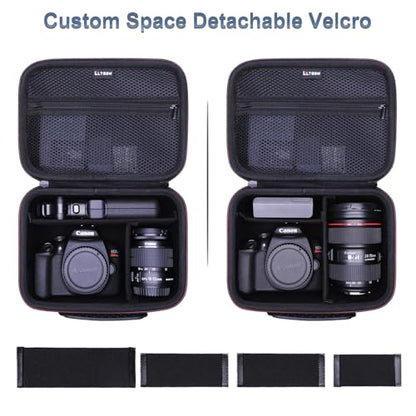Camera Case Compatible with Canon EOS Rebel T7/R50/R6 Mark II/R100/R50 V/T6/R8/R10/R5 Mark II/RP/R7/5D Mark IV/SL3/R5/T100 DSLR SLR Camera, Len and Tripod with 4 Dividers and Shoulder Strap, Black - color: Black, size: Small