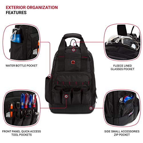 SwissGear Tool Bag Backpack, Fits Up to 15-Inch Laptop, Work Pack, Black - color: Black, size: Medium