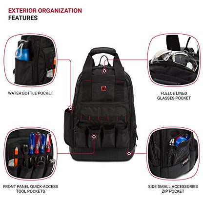 SwissGear Tool Bag Backpack, Fits Up to 15-Inch Laptop, Work Pack, Black - color: Black, size: Medium