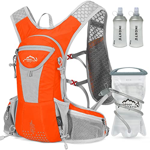 IX INOXTO Hydration Pack Backpack, Lightweight Water Backpack with 2L Hydration Bladder Daypack for Men Women,Running Hydration Vest for Trail Running Hiking Cycling Race Climbing - color: Light orange