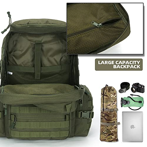 Lovelinks21 Hiking Trekking Rucksack Military Hiking Backpack 3 Day Molle Assault Pack Waterproof EDC Bag for Outdoor - color: Green
