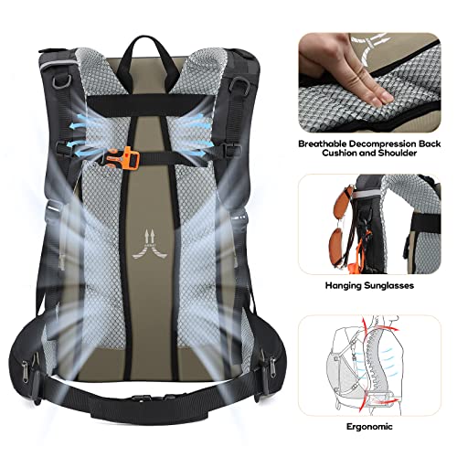 Maelstrom Hiking Backpack,Camping Backpack,40L Waterproof Hiking Daypack with Rain Cover,Lightweight Travel Backpack,Khaki - color: 40l Khaki, size: 40l