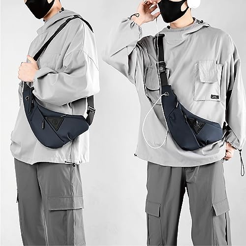 Small Sling Crossbody Bag for Men, Lightweight Anti-theft One Strap Casual Chest Bag Slim Backpack for Outdoor Walking Trip Hiking Biking Navy Blue - color: Navy Blue