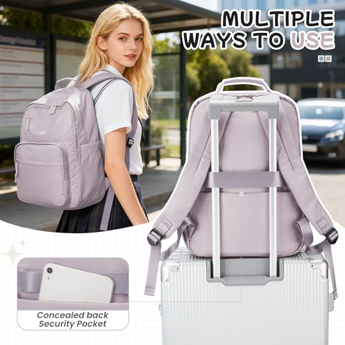 Casual Laptop Backpack for Women Work Travel Daypack Bags, Lightweight Waterproof Backpacks with 2 Large Main Compartments, Anti Theft Slim Sturdy Back Pack, 15” Laptop Sleeve, Pink - color: Pink