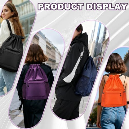 Tygelluis Drawstring Backpack, Waterproof Gym Bag with Water Bottle Pocket for Women Men, Pull String Sport Bag for Swim, Soccer and Basketball,Purple - color: Purple1