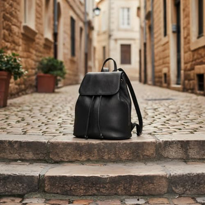 BOYATU Leather Backpack Purse for Women Fashion Design Ladies Shoulder Bag | Full-Grain Leather | Work Commuter & City Travel | Fashion RFID Pocket Bag | Compact Everyday Essentials (Black) - color: Black