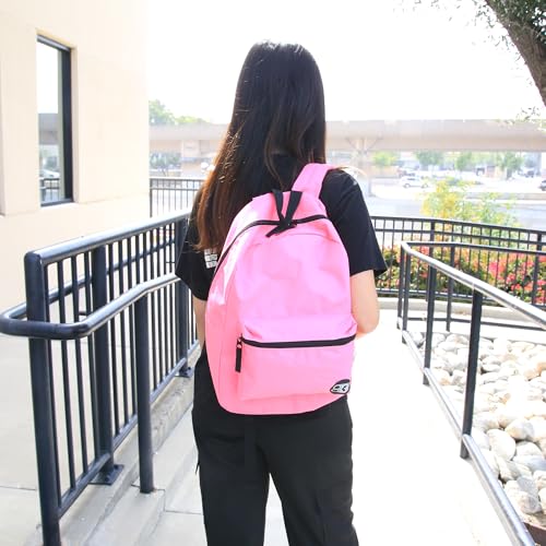 BAZIC School Backpack 16" Fuchsia, Lightweight School Bag Padded Back & Adjustable Strap for Students, Travel Bag Fit A4 Notebook, 1-Pack - color: Fuchsia, size: 16"