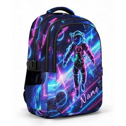 School Backpack Personalized Astronaut Backpacks for Kids Teens Students, Large Cool Custom Bookbag for Elementary Middle Senior High School - color: White