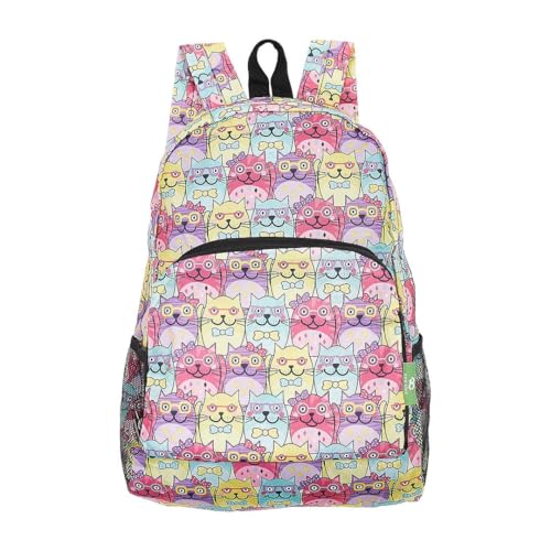 ECO CHIC Hiking Lightweight Packable Backpack - Foldable Daypack for Travel & Hiking & Outdoor Adventures - Waterproof Backpack from Recycled Materials (Glasses Cats Multiple) - color: Glasses Cats Multiple
