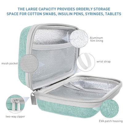 suzamed Insulin Cooler Travel Case,EVA Insulation Travel Medicine Kit with 2 Ice Packs for Diabetes Care,Insulin Pen and Other Diabetic Supplies (Green) - color: Green