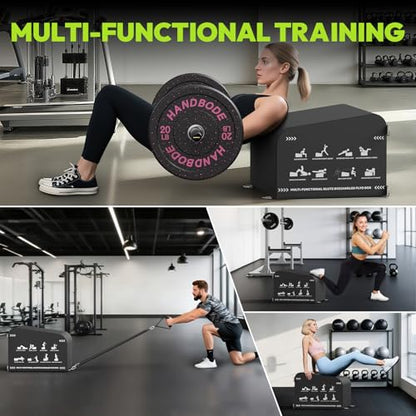 HANDBODE Hip Thrust Bench, Multi-Functional Slip-Free Hip Thrust Machine for Glute Bridge, Box Jump, Push-Ups, Squat, Ab Exercise, Suitable for Home & Gym - color: Hip Thrust Bench-White, style: Hip Thrust Bench