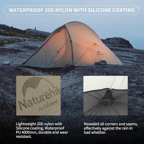 Naturehike Cloud Up 1 Person Tent, Lightweight Backpacking Tents for One Man, Waterproof Ultralight One Person Tent for Camping Hiking Backpacking - color: Sand